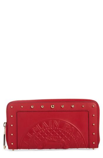 Women's Balmain Renaissance Leather Continental Wallet - Red