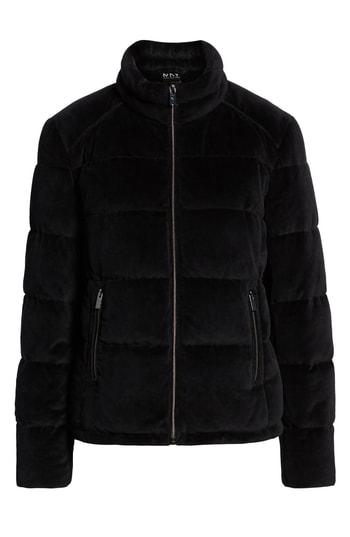 Women's Marc New York Velvet Puffer Jacket - Black