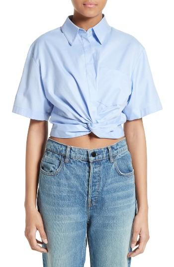 Women's T By Alexander Wang Twist Front Crop Shirt