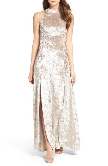 Women's Lulus Strappy Back Crushed Velvet Gown