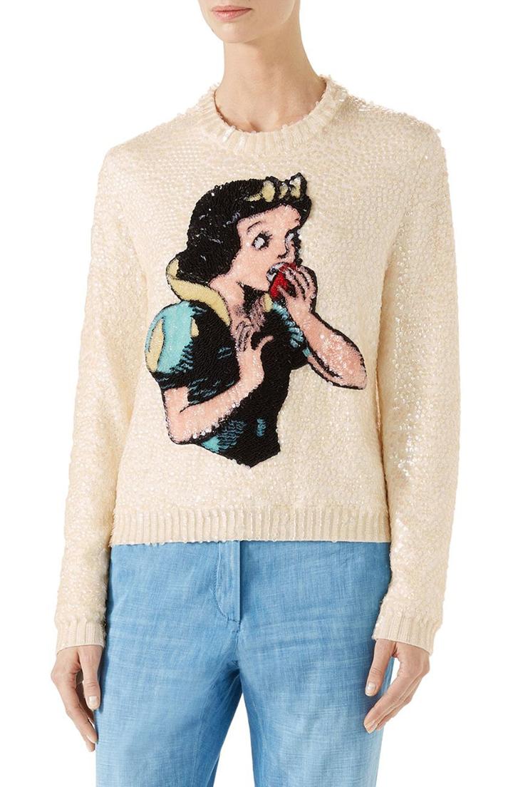 Women's Gucci Snow White Sequin & Wool Sweater