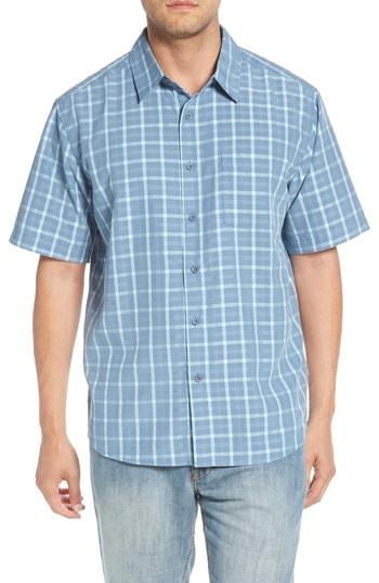 Men's Quiksilver Waterman Collection Checked Light Classic Fit Sport Shirt - Blue