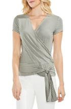 Women's Vince Camuto Faux Wrap Tie Waist Stripe Top