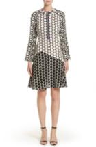 Women's Etro Polka Dot Print Silk Crepe De Chine Flutter Dress