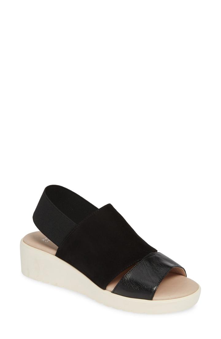 Women's Johnston & Murphy Cassandra Slingback Platform Sandal M - Black
