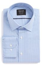 Men's Nordstrom Men's Shop Tech-smart Traditional Fit Check Dress Shirt .5 34/35 - Blue