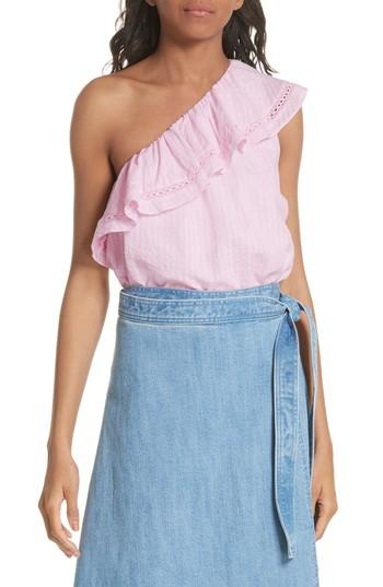 Women's Kate Spade New York Puckered Cotton One-shoulder Top, Size - Pink