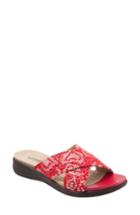 Women's Softwalk 'tillman' Leather Cross Strap Slide Sandal .5 N - Red