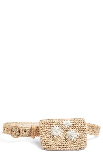 Topshop Brighton Straw Belt Bag - Beige