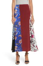 Women's Diane Von Furstenberg Draped Colorblock Silk Midi Skirt - Red