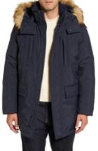 Men's Marc New York Down Jacket With Faux Fur Trim, Size - Blue
