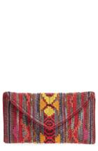 Steve Madden Envelope Printed Fabric Clutch - Red