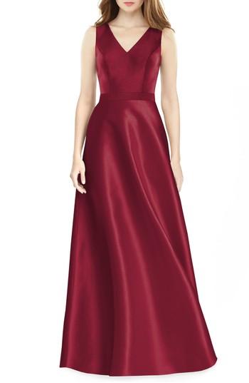 Women's Alfred Sung Sleeveless Sateen Gown - Burgundy