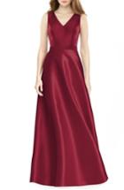 Women's Alfred Sung Sleeveless Sateen Gown - Burgundy