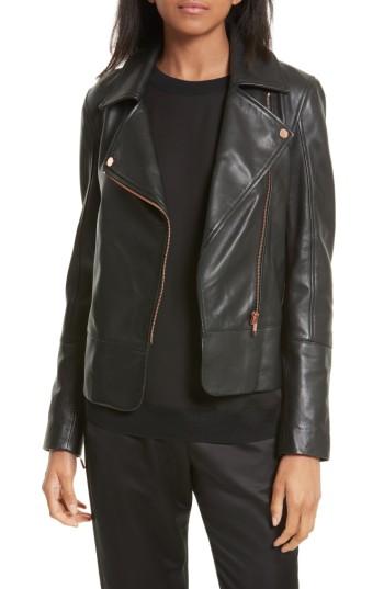 Women's Ted Baker London Lizia Leather Biker Jacket - Black