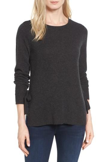 Women's Halogen Side Tie Cashmere Sweater - Grey