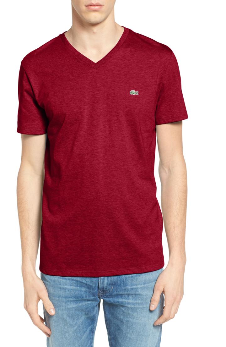 Men's Lacoste V-neck T-shirt (xxl) - Red