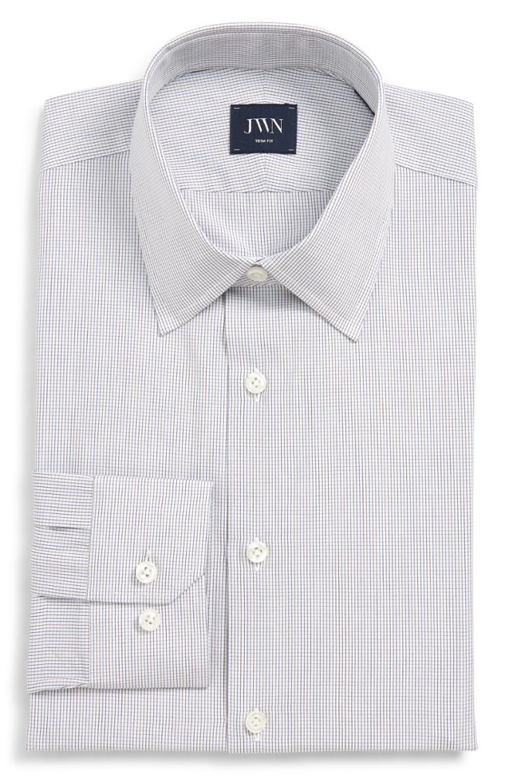 Men's John W. Nordstrom Trim Fit Check Dress Shirt .5 - 32 - Brown