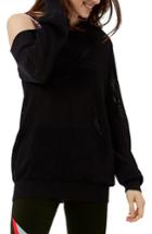 Women's Sweat Betty Enliven One-shoulder Sweater - Black
