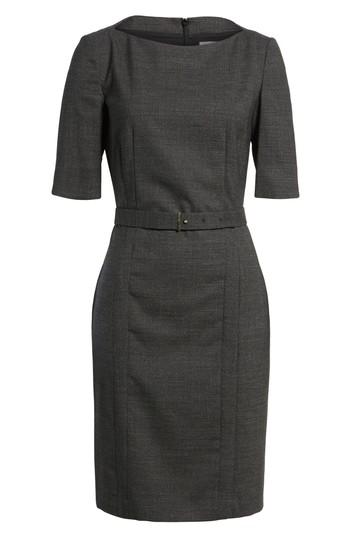 Women's Boss Dewisa Check Wool Sheath Dress R - Black