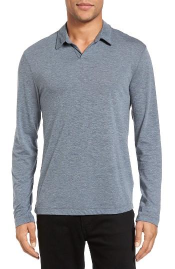 Men's James Perse Melange Jersey Long Sleeve Polo (xs) - Blue