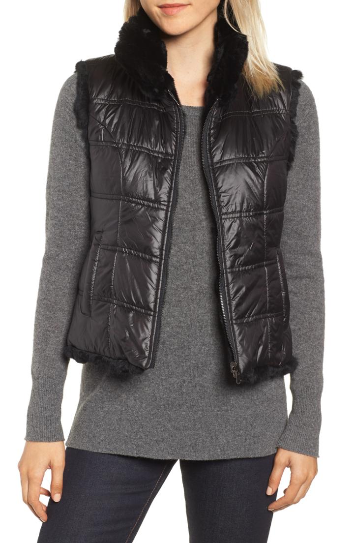 Women's Linda Richards Reversible Genuine Rabbit Fur Vest