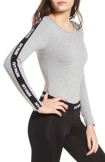 Women's Ivy Park Logo Stripe Sleeve Bodysuit - Grey