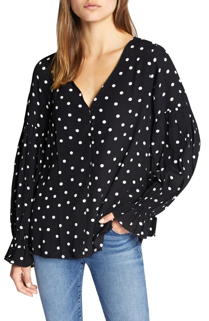 Women's Sanctuary Alma Polka Dot Blouse - Black