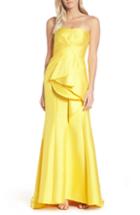 Women's Adrianna Papell Strapless Ruffled Evening Dress - Yellow