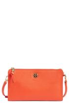 Tory Burch 'robinson' Pebbled Leather Crossbody Wallet - Red