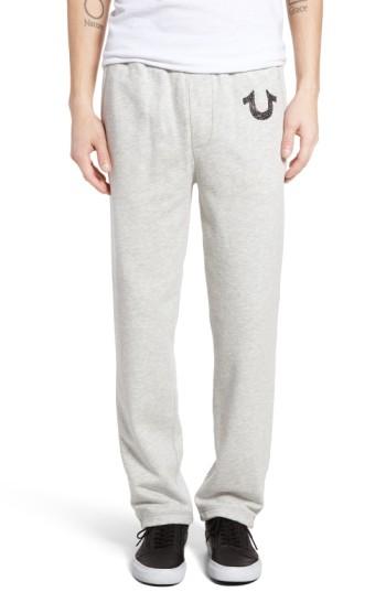 Men's True Religion Brand Jeans Open Leg Sweatpants, Size - Grey