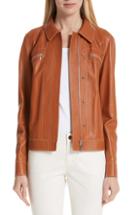 Women's Lafayette 148 New York Kesha Leather Jacket - Orange
