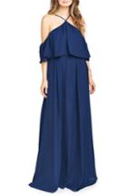 Women's Show Me Your Mumu Rebecca Off The Shoulder Chiffon Gown, Size - Blue