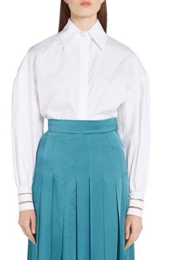 Women's Fendi Bishop Sleeve Cotton Blouse Us / 40 It - White