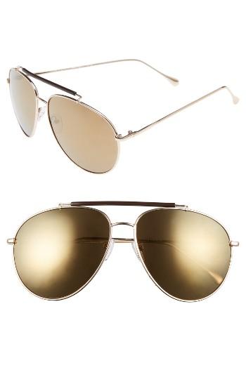 Women's A.j. Morgan Skyward 61mm Aviator Sunglasses - Gold/ Mirror