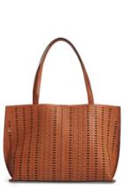 Phase 3 Woven Faux Leather Tote - Brown