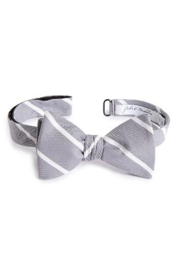 Men's John W. Nordstrom Stripe Silk Bow Tie, Size - Black