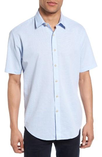 Men's James Campbell 'ellerbe' Regular Fit Short Sleeve Sport Shirt - Blue