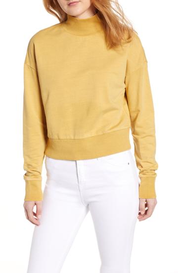 Women's Bp. Washed Mock Neck Sweatshirt, Size - Yellow
