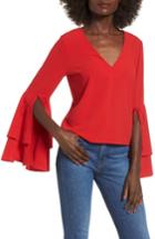 Women's Storee Ruffle Bell Sleeve Top - Red