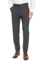Men's Incotex Flat Front Solid Wool Trousers