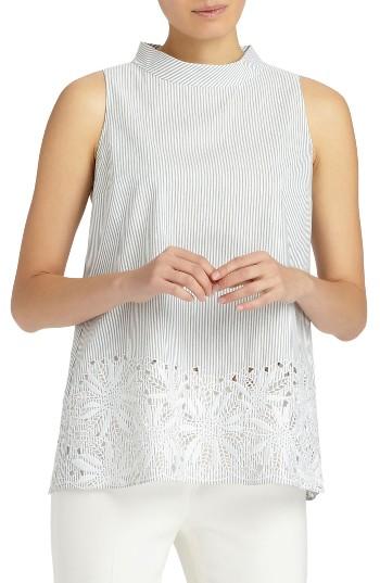Women's Lafayette 148 New York Kalyn Melange Stripe Blouse, Size - Grey