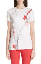 Women's St. John Collection Watercolor Tulip Print Tee, Size - White