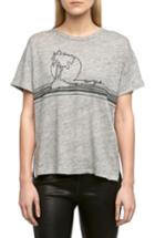Women's Rag & Bone/jean Palm Embroidered Linen Tee - Grey