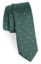 Men's The Tie Bar Dotted Report Silk & Wool Tie, Size - Green