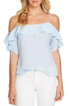 Women's Cece Cold Shoulder Ruffle Stretch Crepe Top - Blue