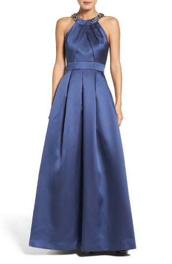 Women's Eliza J Beaded Pleated Gown - Blue