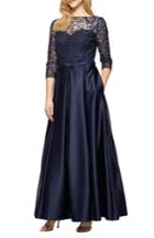 Women's Alex Evenings Embellished Lace & Satin Ballgown - Blue