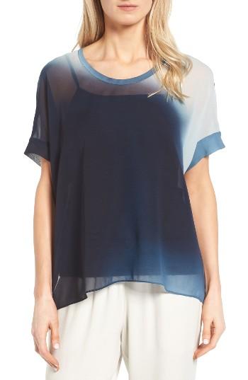 Women's Eileen Fisher Ombre Silk Short Sleeve Top