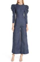 Women's Ulla Johnson Dawn Puff Shoulder Denim Jumpsuit - Blue